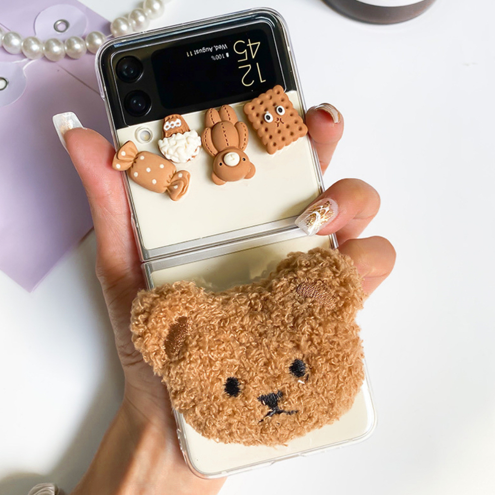 당일♥갤럭시 Z플립 3 4 쿠키 곰돌이 스마트톡 케이스