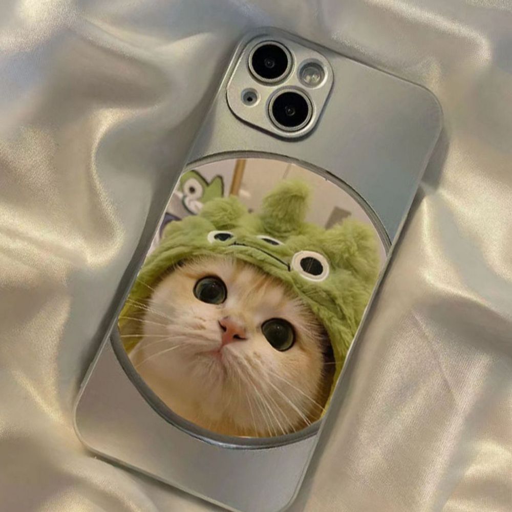 아이폰 털모자 귀여운 고양이 실버 젤리 케이스(3colors)