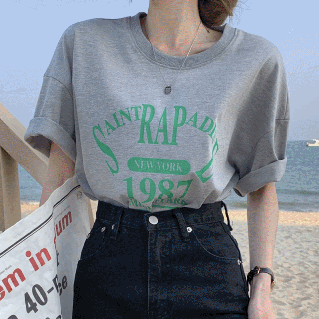파라다이스 오버핏 레터링 반팔 티셔츠(3colors)